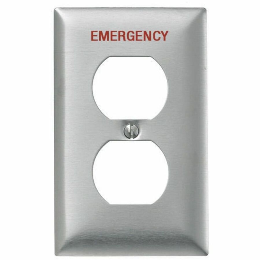 WALLPLATE, 1-G, DUP, EMERGENCY, SS