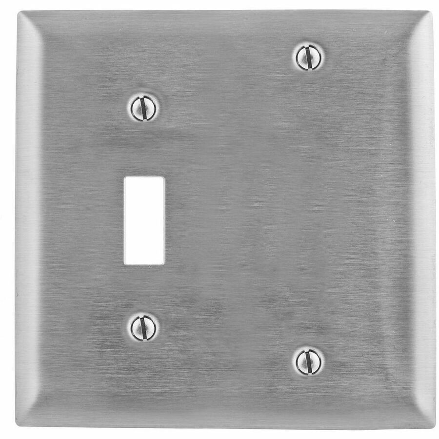 WALLPLATE, 2-G, SW/BLANK, SS, BOX