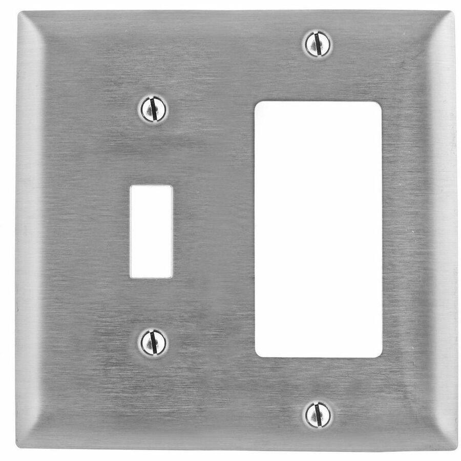 WALLPLATE, 2-G, SW/GFCI, SS