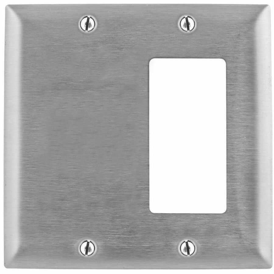 WALLPLATE, 2-G, BLANK/GFCI, SS