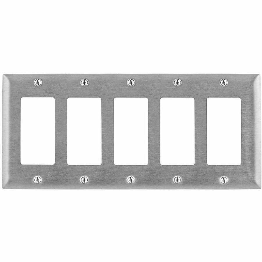 WALLPLATE, 5-G, GFCI, SS