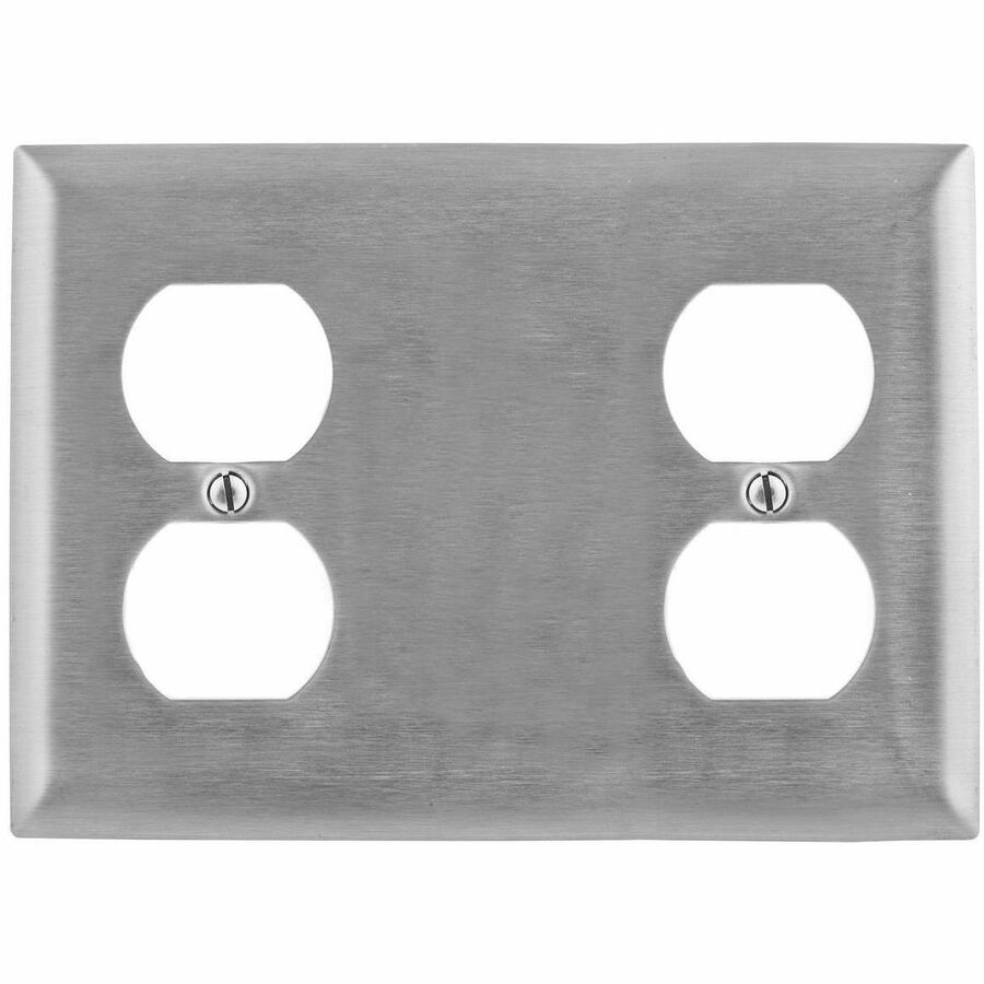 WALLPLATE, 3-G, DUP/BLANK/DUP, SS