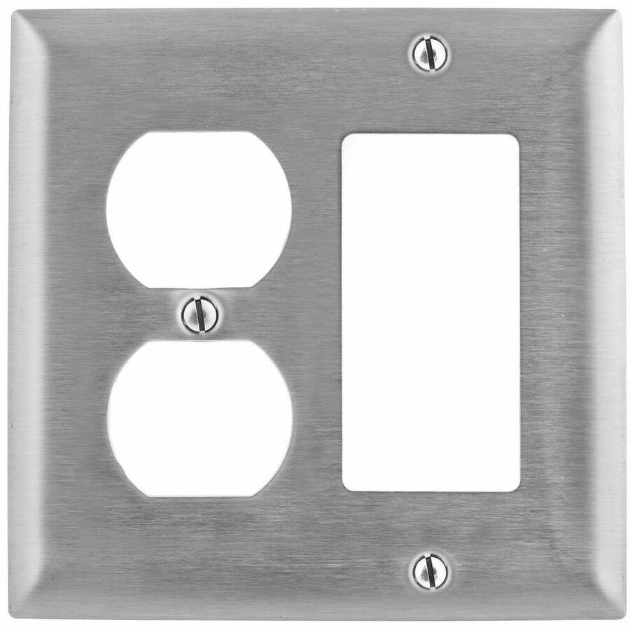 WALLPLATE, 2-G, DUP/GFCI, SS