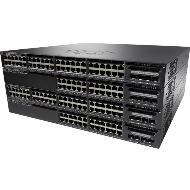 CIS CAT 3650 48 PORT POE 4X10G UPLINKIPSERVCS REMANUFACTURED