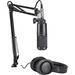 AUDIO-TECHNICA AT2020PK Streaming/Podcasting Pack, Black | includes AT2020 Cardioid Condenser Microphone, ATH-M20X Professional Monitor Headphones, Adjustable Studio Book Arm