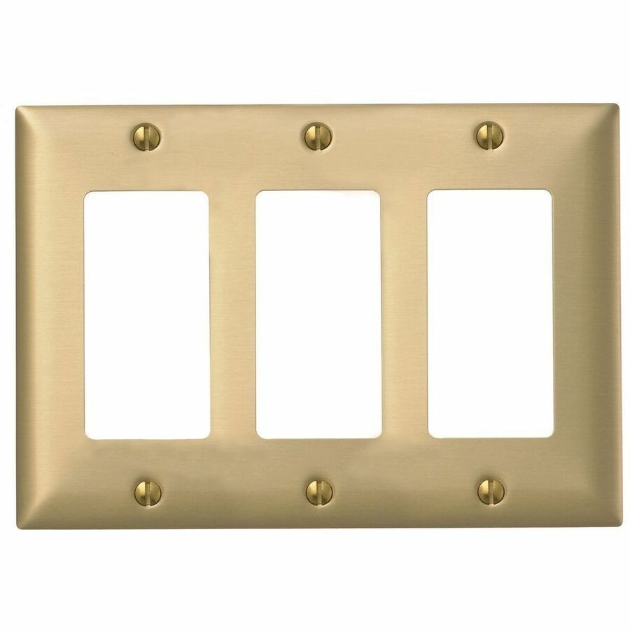 WALLPLATE, 3-G, GFCI, BRS PLT