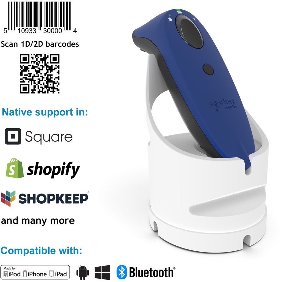 SOCKETSCAN S740 PERFORMANCE BARCODE READER, BLUE & WHITE DOCK