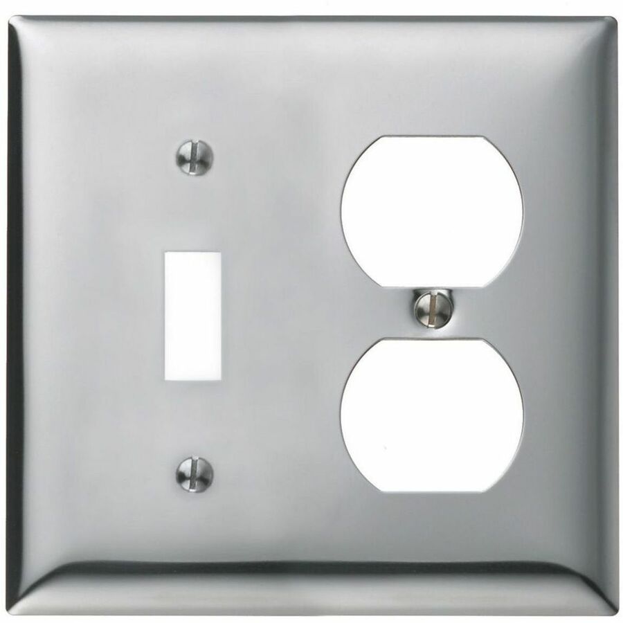 WALLPLATE, 2-G, TOG/DUP, CHR PLT