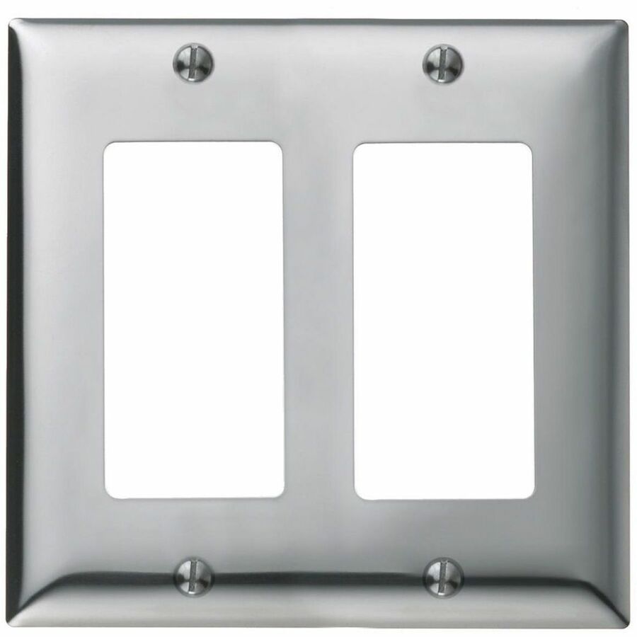 WALLPLATE, 2-G, GFCI, CHR PLT