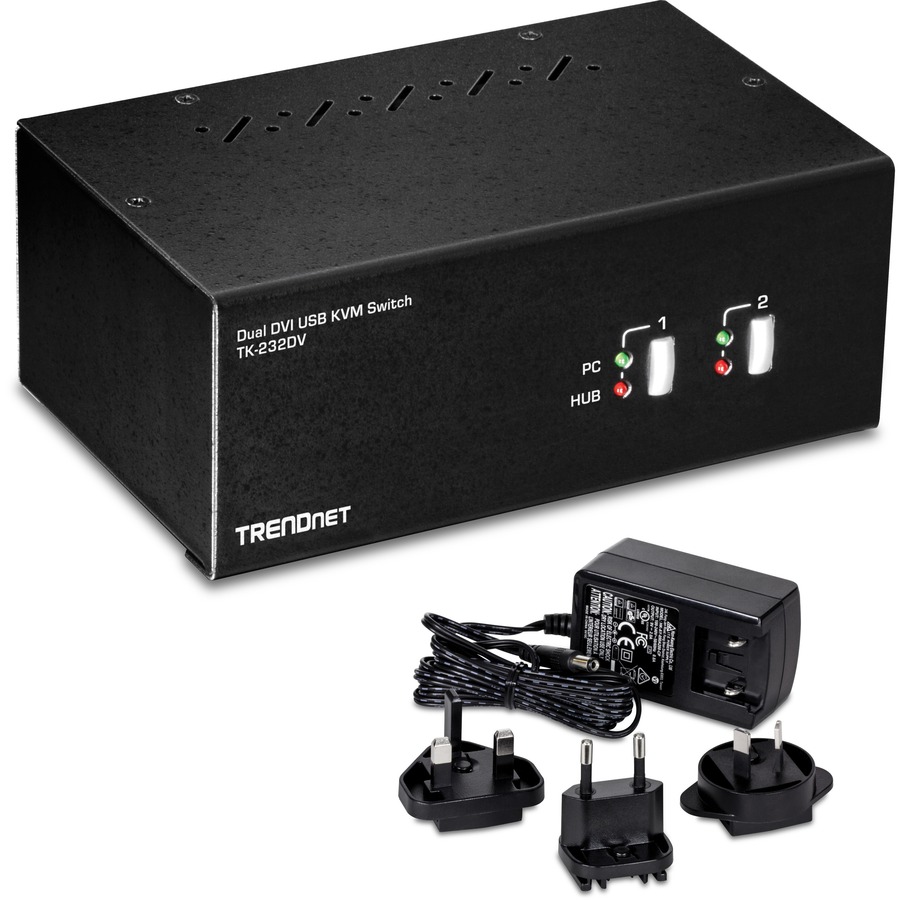 TRENDnet TK-232DV 2-Port DVI-I Dual Monitor KVM Switch | Rack Mount