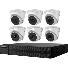 Hikvision (EKI-Q82T26) 8-Channel NVR with 2 MP Turrets | includes Six 2 MP Outdoor IR Turrets (ECI-T22F2) and one 8-channel NVR (ERI-Q108-P8)