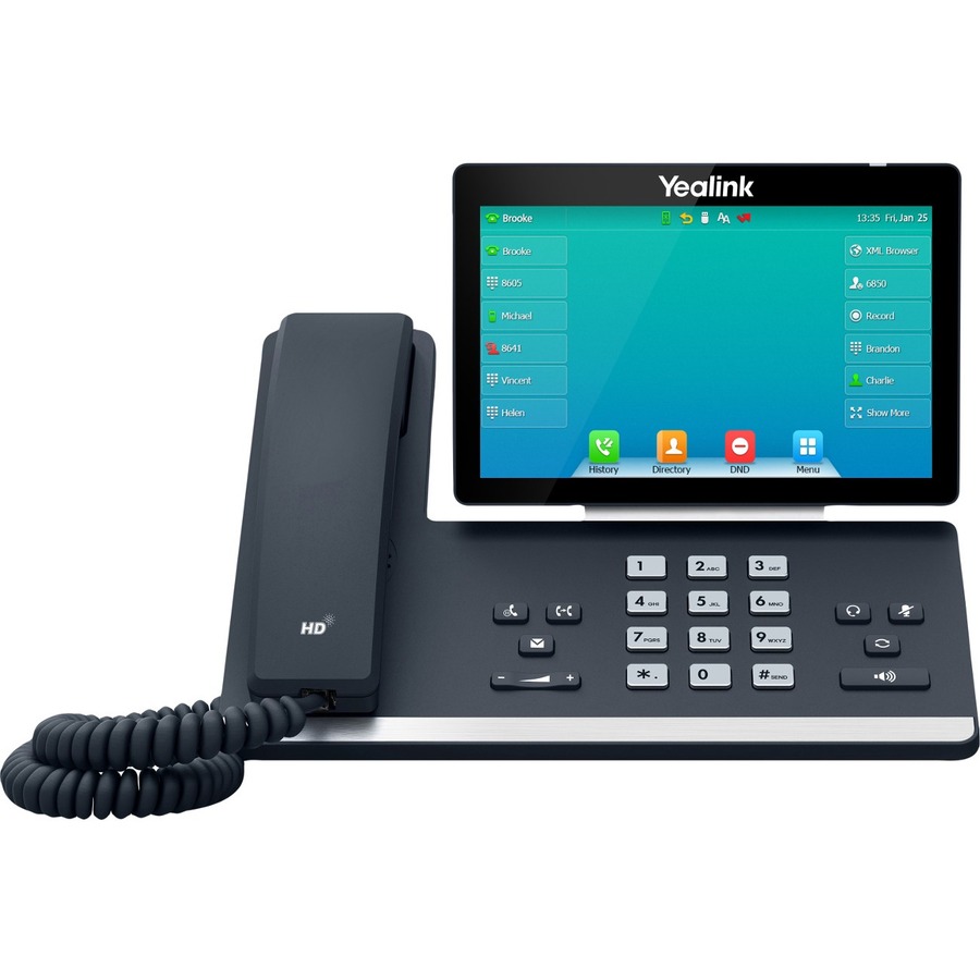 Yealink SIP-T57W IP Phone - Corded/Cordless - Corded/Cordless - Bluetooth - Wall Mountable, Desktop - Classic Gray - 16 x Total Line - VoIP - 7" - IEEE 802.11a/b/g/n/ac - 2 x Network (RJ-45) - PoE Ports