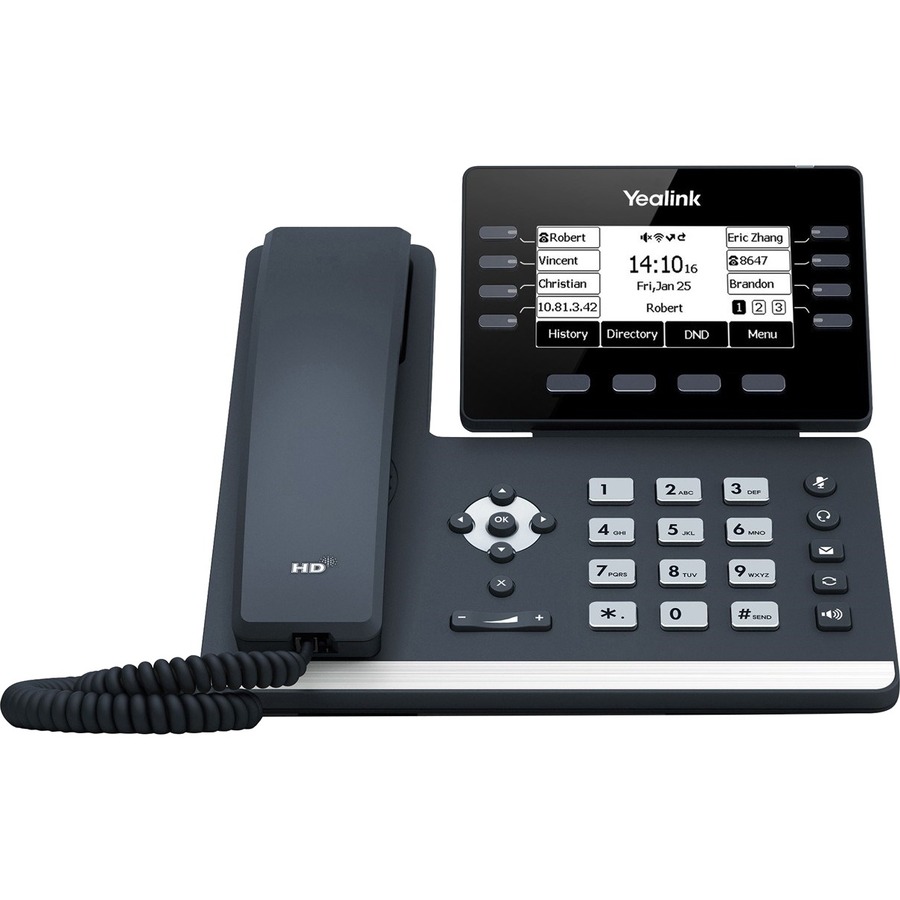 Yealink SIP-T53W IP Phone - Corded - Corded/Cordless - Bluetooth - Wall Mountable, Desktop - Classic Gray - 12 x Total Line - VoIP - 3.7" - IEEE 802.11a/b/g/n/ac - 2 x Network (RJ-45) - PoE Ports