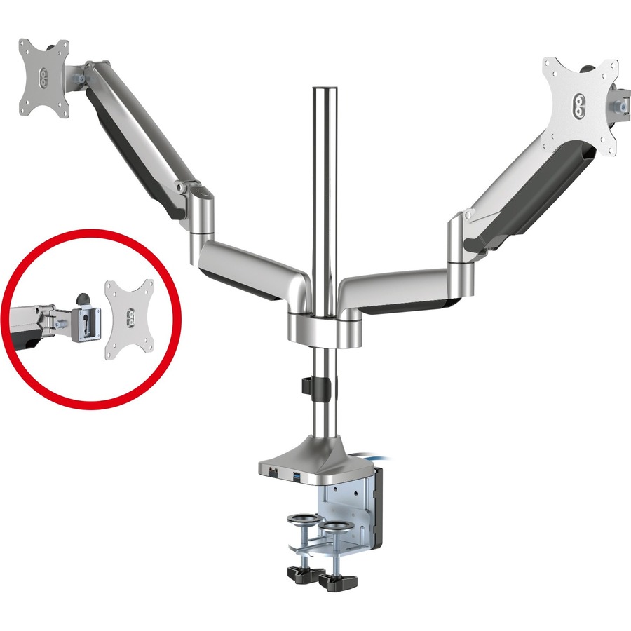 SIIG Dual Monitor Desk Mount w USB, Gas Spring Arms | Enterprise