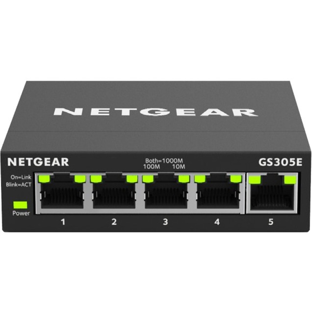 Commutateur Ethernet NETGEAR GS305E 5 Ports G&eacute;rable - 5 Ports - G&eacute;rable - 2 Couche support&eacute;e - Paire torsad&eacute;e - 3 an(s) Garatie limit&eacute;e