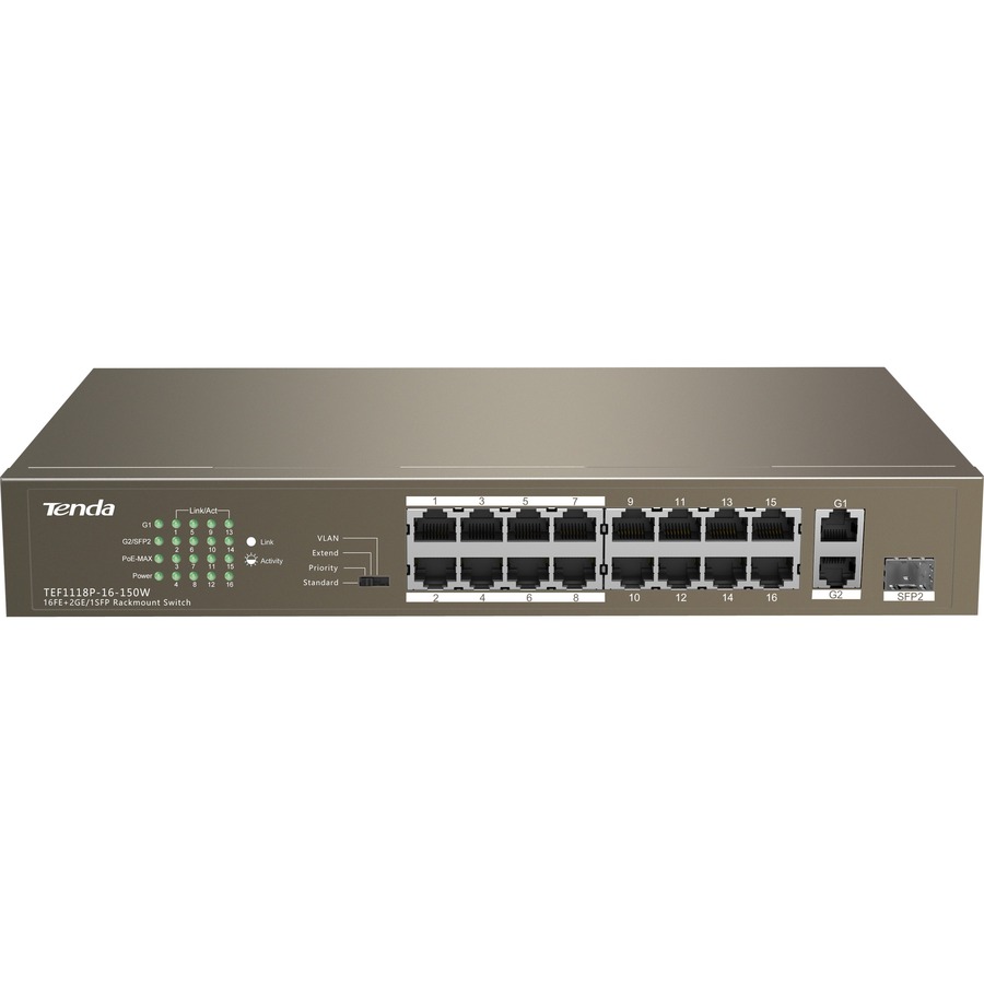 16FE+2GE/1SFP SWITCH 16PORT POE