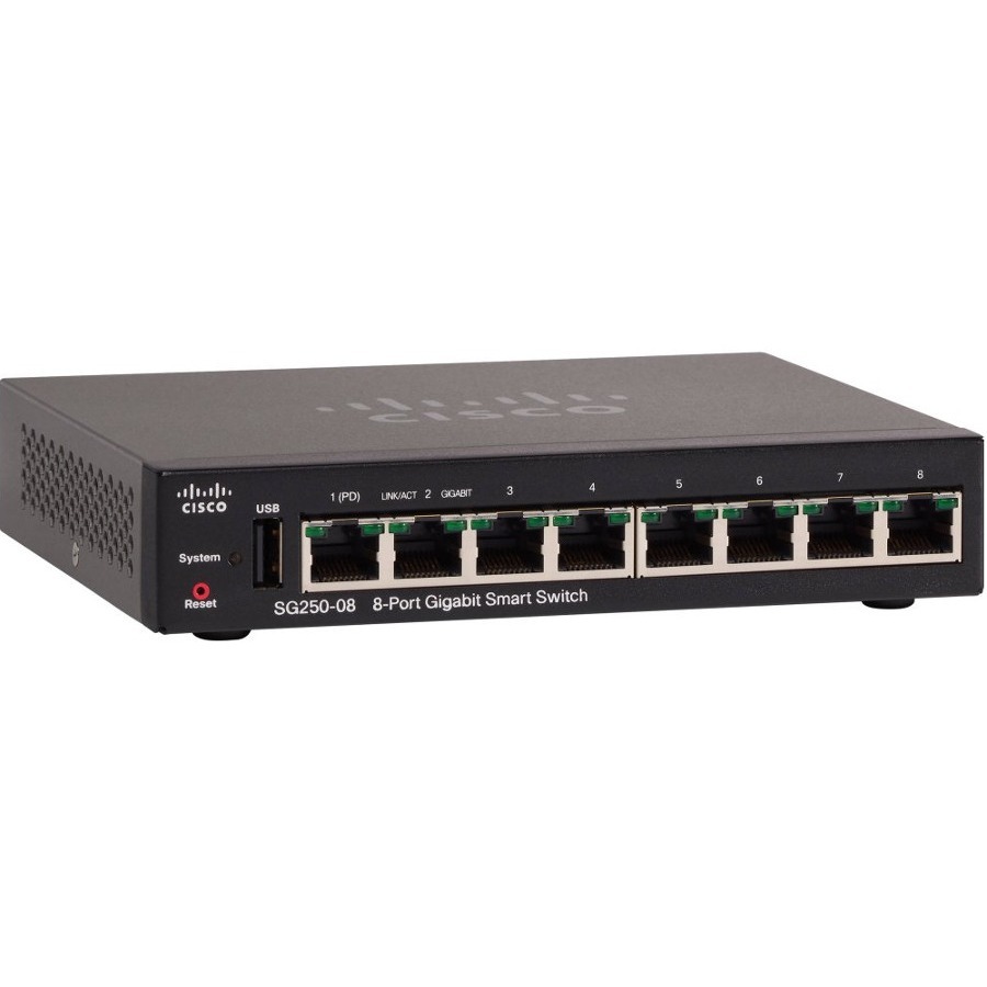 CISCO SG250-08 8-PORT GIGABIT SMART SWITCH REMANUFACTURED