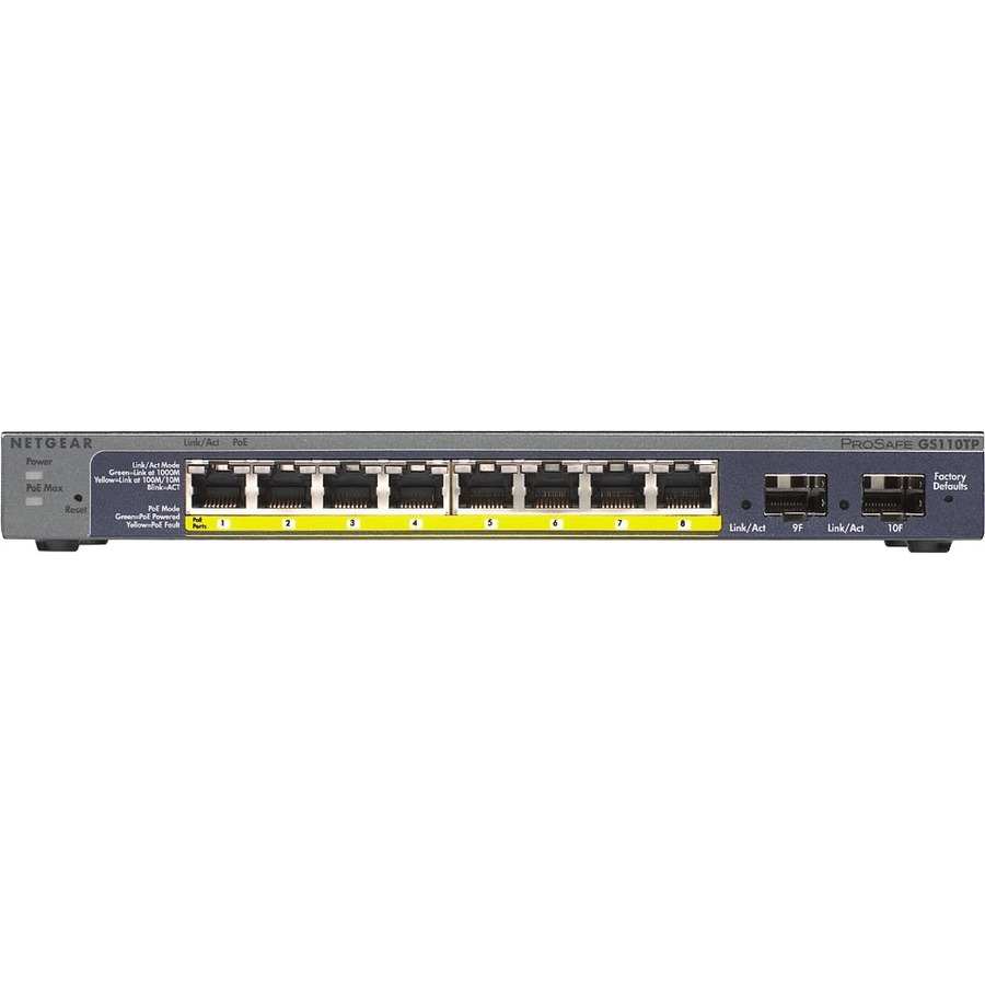 NETGEAR GS110TPV3 8-PORT GIGABIT POE ETHERNET SMART MANAGED PRO SWITCH WITH 2 SF