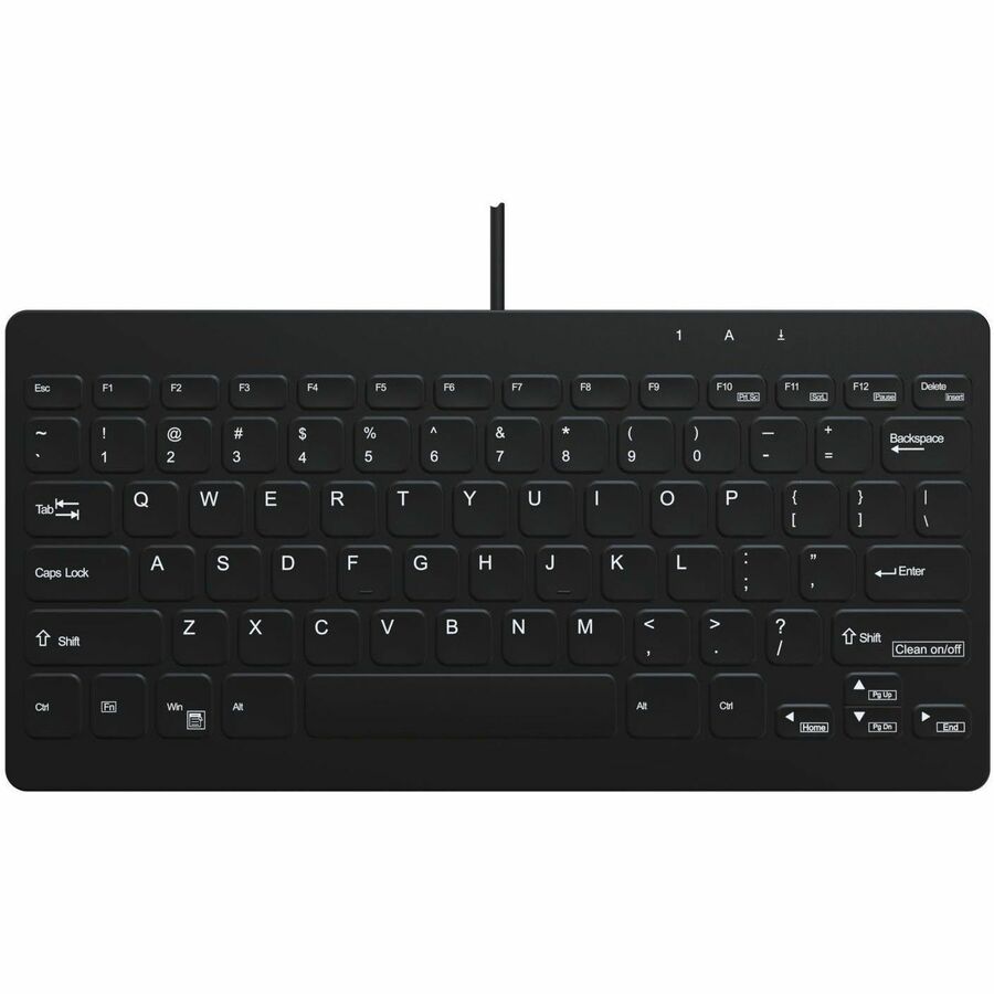 CLEANABLE KEYBOARD, 78 LOWPROFILE KEYS WITH THIN SEALED RUBBER COVERING, BLACK,
