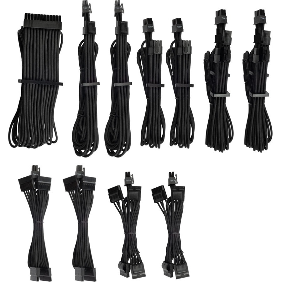 PREMIUM INDIVIDUALLY SLEEVED DC CABLE PRO KIT, TYPE 4 (GENERATION 4), BLACK
