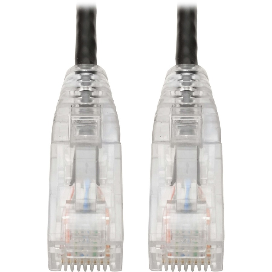 Eaton Tripp Lite Series Cat6 Gigabit Snagless Slim UTP Ethernet Cable (RJ45 M/M), PoE, Black, 8-in. (20.32 cm)