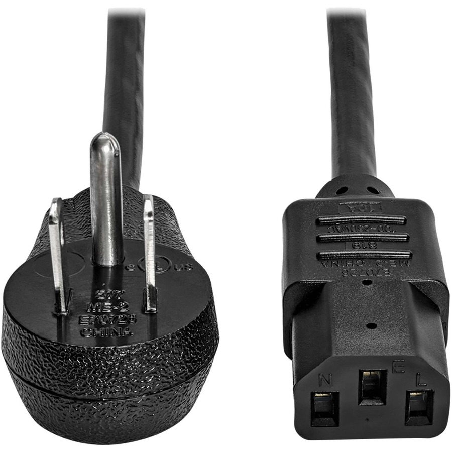 Desktop Computer AC Power Cord, Right-Angle Nema 5-15p to C13 - 10a, 125v, 18 Awg, 10 Ft. (3.05 M), Black
