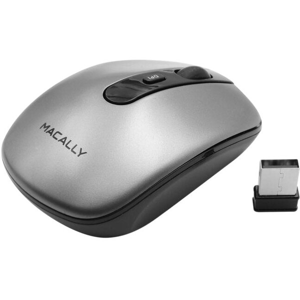 The Macally RFNBMOUSEBAT is a rechargeable 2.4GHz wireless RF optical mouse with a 1000/1200/1600 DPI switch button, right and left click buttons and scroll wheel/button for precise and smooth control. The compact design makes it ideal for "on-the-go" wor