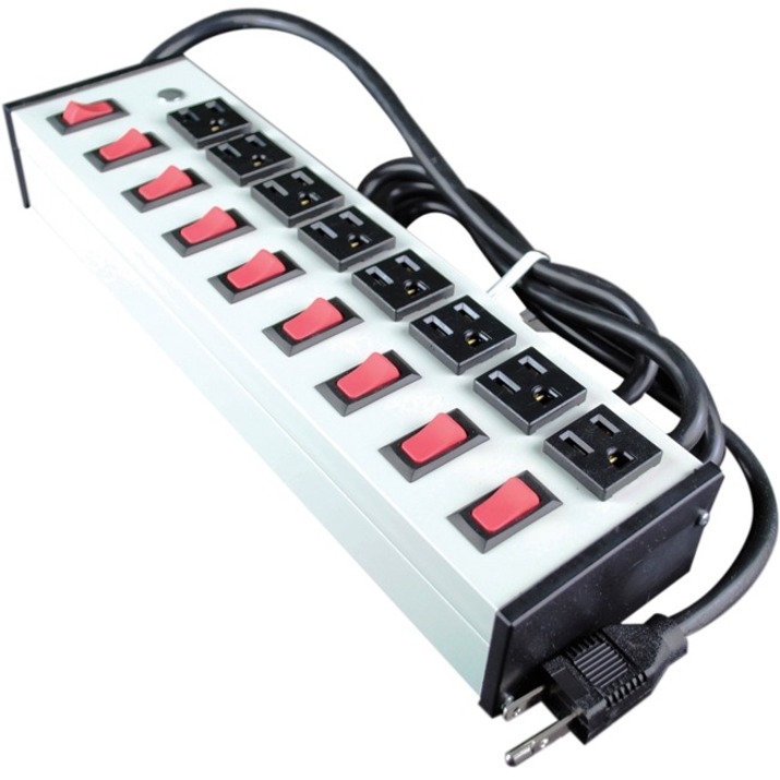 Wiremold Deluxe Plug-In Outlet Center UL209BC - Power distribution strip - output connectors: 8 - 59 ft cord - putty white