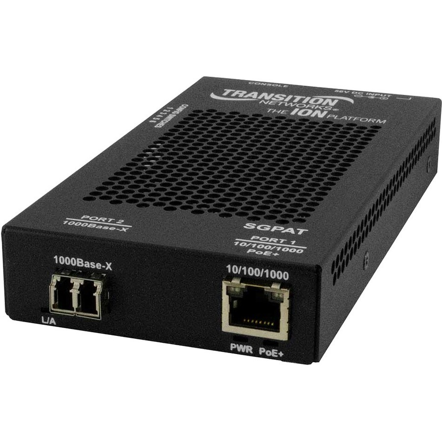 Lantronix SGPAT1039-105-FNA Federal 10/100/1000Base-T PoE+ to 1000Base-SX LC Media Converter