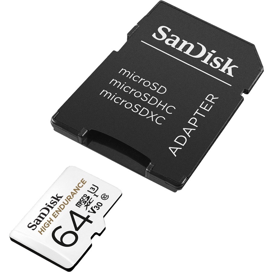 SANDISK HIGH ENDURANCE MICROSDXC, 64GB, U3, V30, C10, FULL HD RECORDING, W/ADAPT