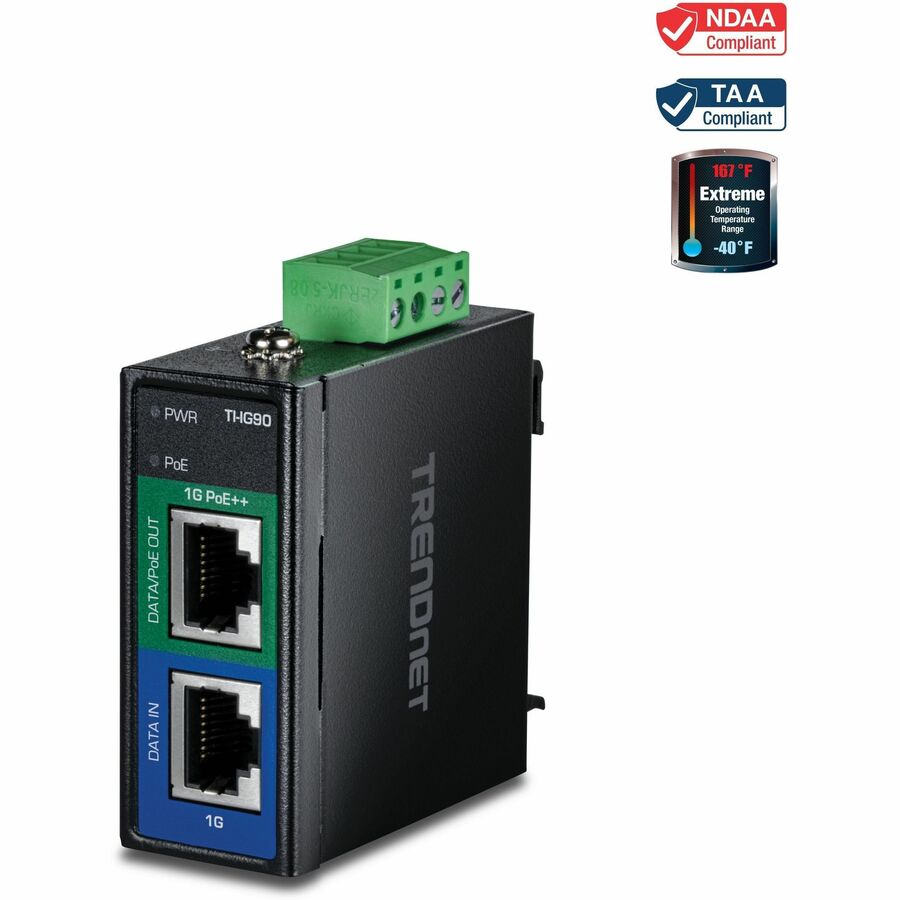 Hardened Industrial 90w Gigabit 4ppoe Injector