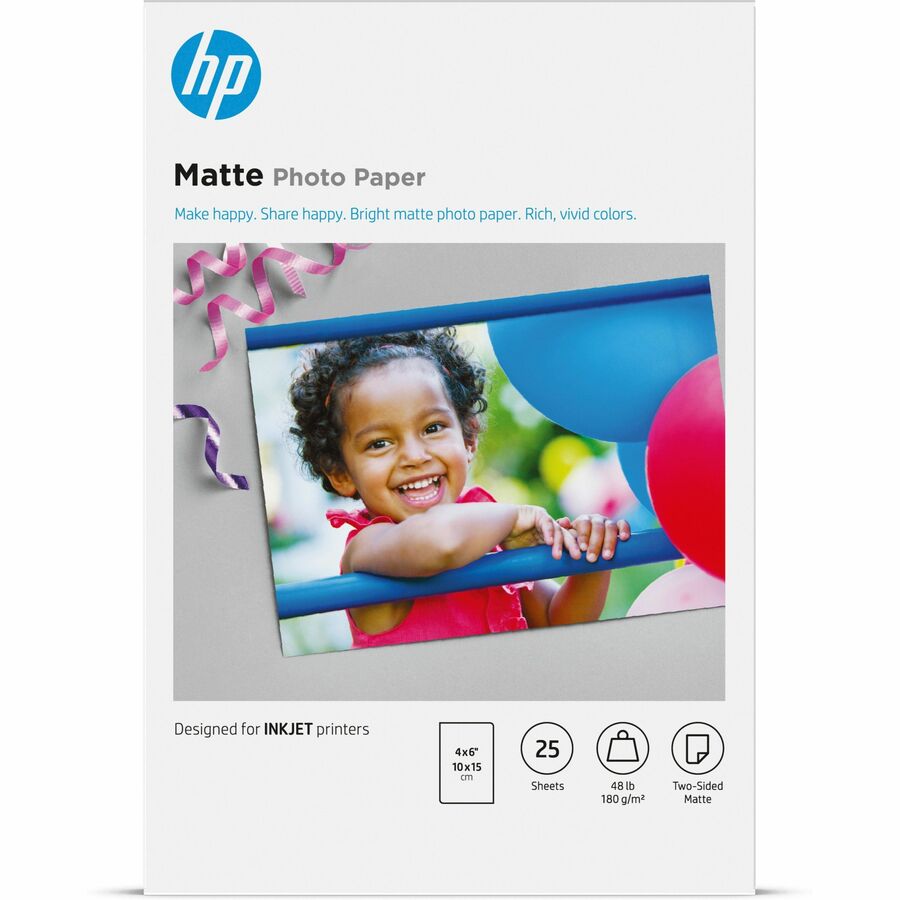 HP MATTE PHOTO PAPER, 48 LB, 4 X 6 IN, 25 SHEETS