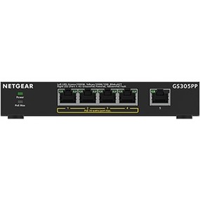 NETGEAR (GS305PP) Ethernet Switch - 5 Ports - 2 Layer Supported - Twisted Pair - Desktop, Wall Mountable - 3 Year Limited Warranty