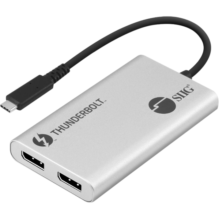 SIIG Thunderbolt 3 to Dual DisplayPort Adapter JU-TB0611-S1 — Dual DP 1.2 | MST, 4K