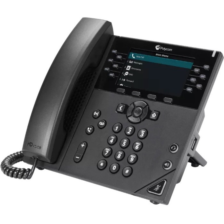 Poly 450 IP Phone - Corded - Corded - Desktop - Black - TAA Compliant - 12 x Total Line - VoIP - 2 x Network (RJ-45) - PoE Ports