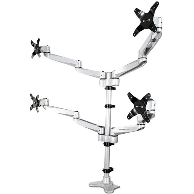 VESA 75X75/100X100MM DESK MOUNT QUAD MONITOR ARM 2X2 SUPPORTS 4 DISPLAYS UP TO 3