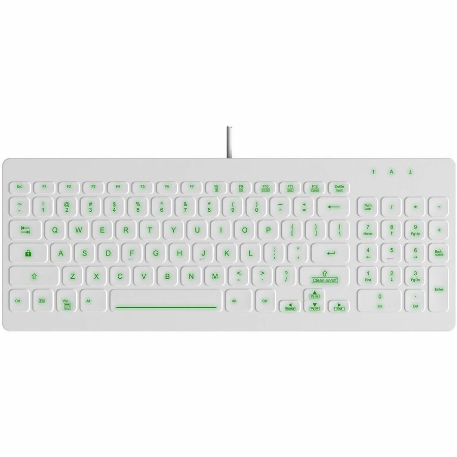 WH, 96 KEY, GRN BACKLIT, LOW PROFILE USB