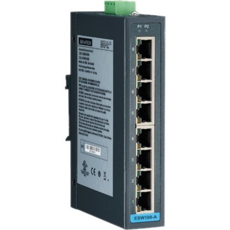 8-PORT FAST ETHERNET INDUSTRIAL UNMANAGED SWITCH W/WIDE TEMP. LOW AC, IP30, C1D2