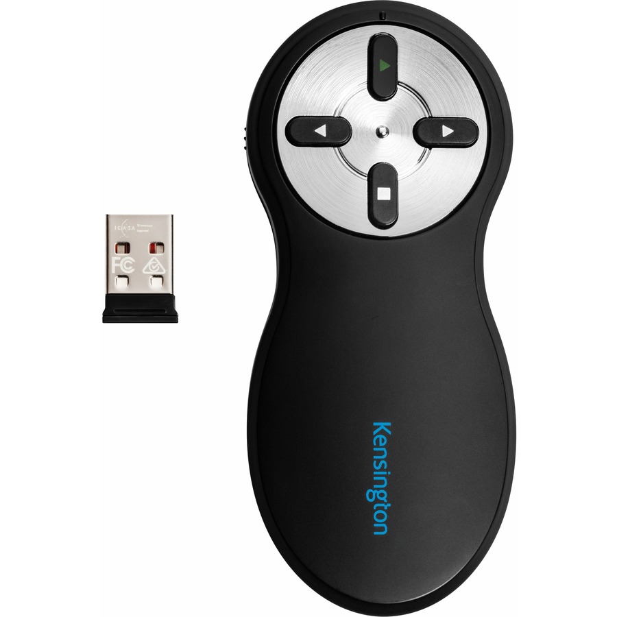 Kensington Presentation Pointer - Wireless - Wi-Fi - 2.40 GHz - Black, White - 1 Pack - USB - 4 Button(s) - TAA Compliant