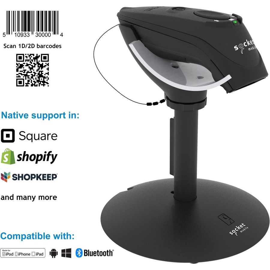 DURASCAN D740, PERFORMANCE BARCODE READER, BLACK & CHARGING STAND