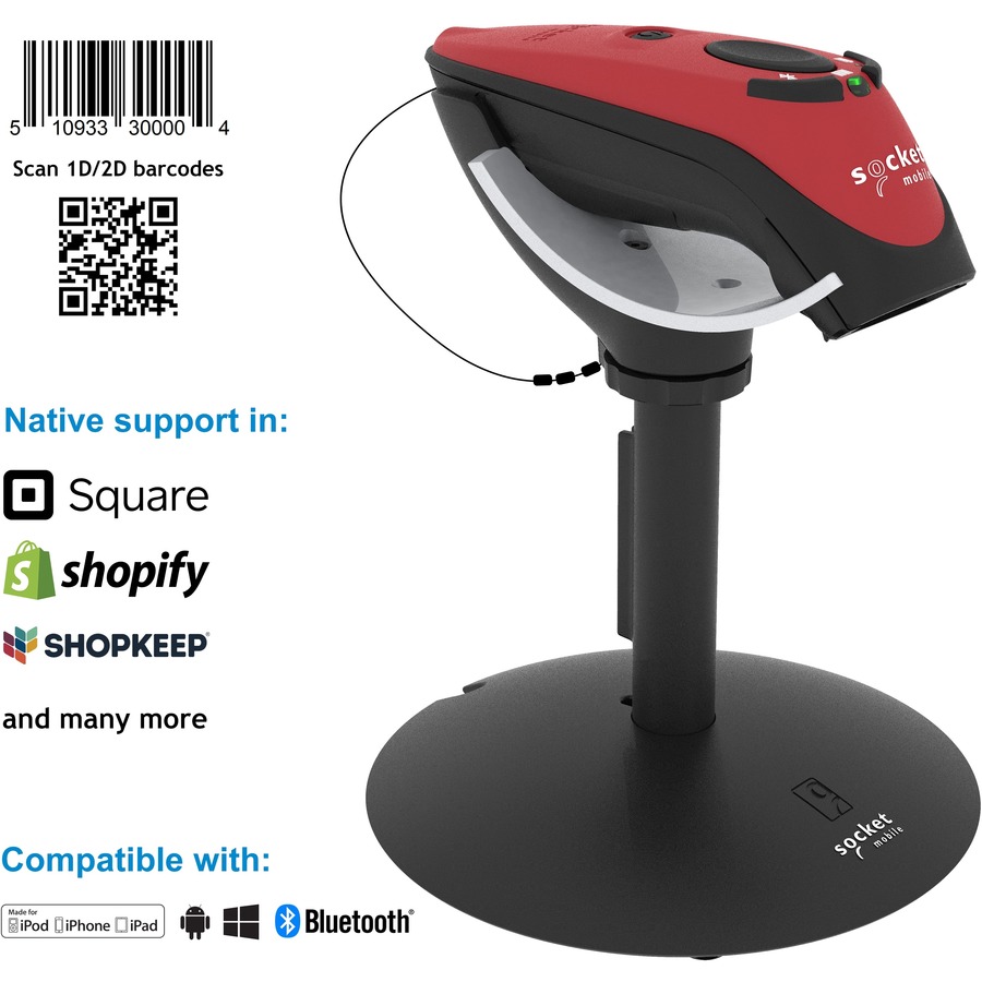 DURASCAN D760, PROFESSIONAL BARCODE READER, RED & CHARGING STAND