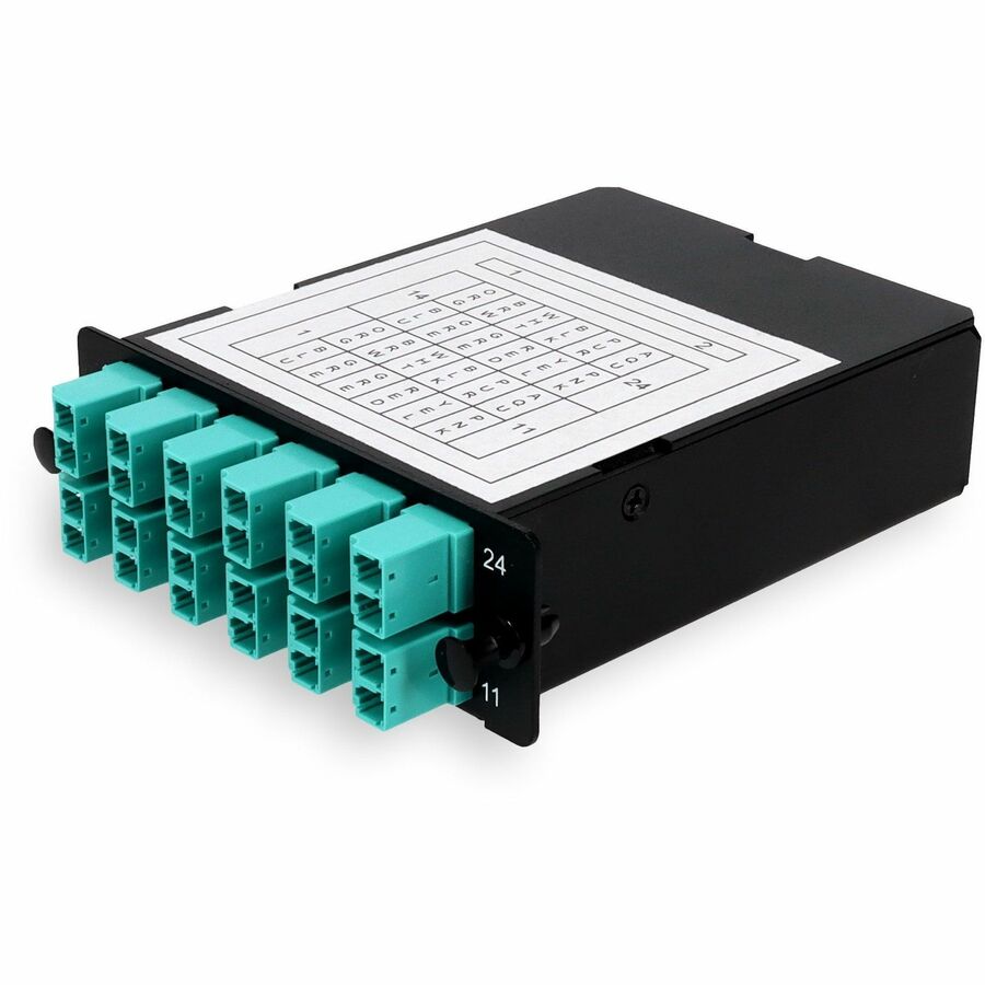 ADDON CASSETTE FOR 4-BAY PATCH PANEL, 2 MPO IN, 12 LC DUPLEX OUT, MULTI-MODE DUP