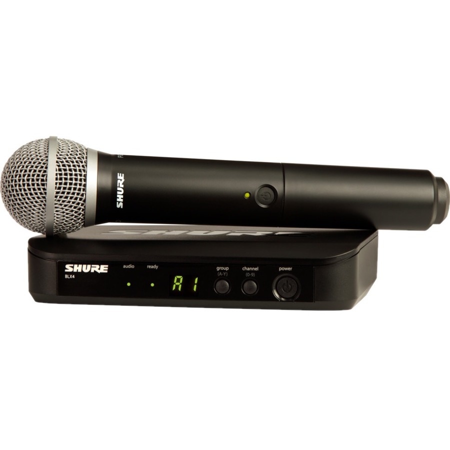 VOCAL SYSTEM WITH (1) BLX4 WIRELESS RECEIVER AND (1) HANDHELD TRANSMITTER WITH P