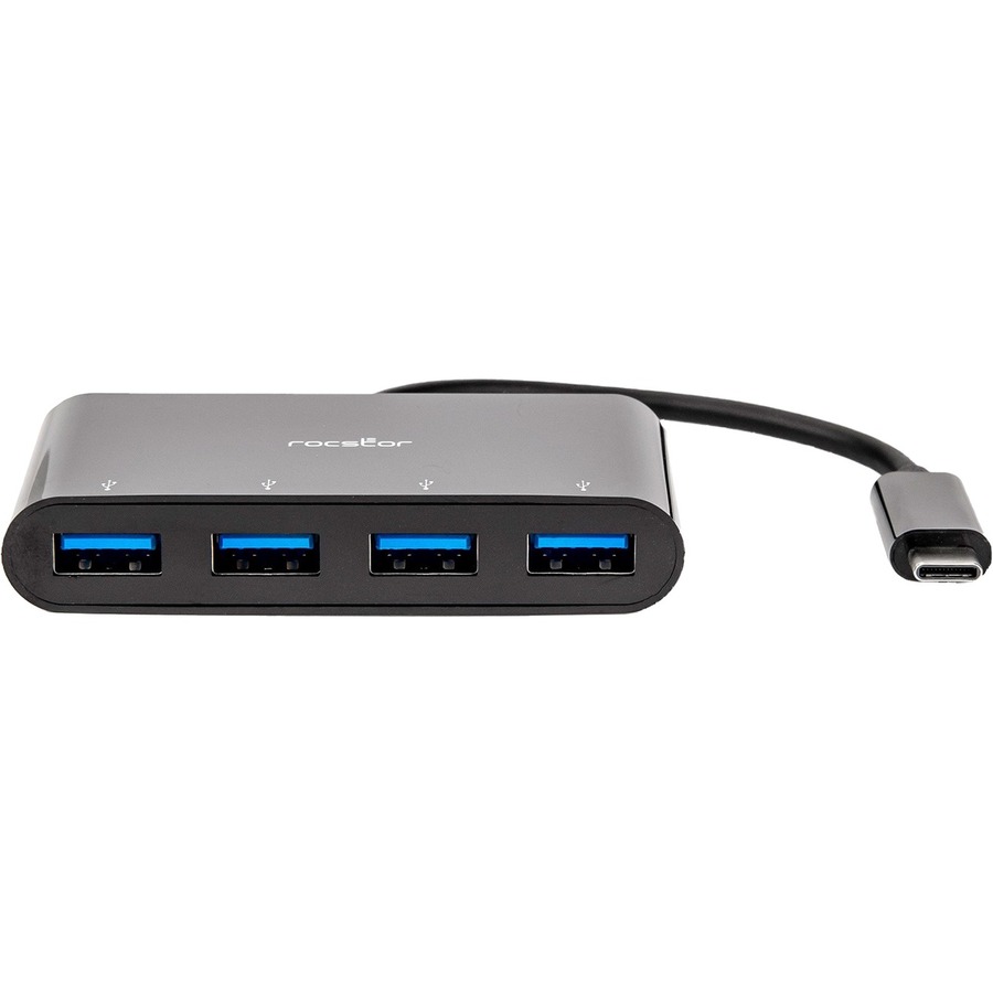 ROCSTOR PREMIUM SLIM PORTABLE 4 PORT HUB - USB-C TO 4X USB-A SLIM HUB - USB 3.0