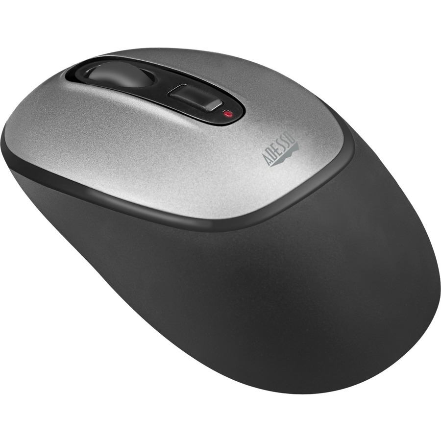 Adesso Antimicrobial Wireless Mouse - Optical - Wireless - Radio Frequency - 2.40 GHz - Black, Gray - USB - 1600 dpi - Scroll Wheel - 3 Button(s) - Symmetrical