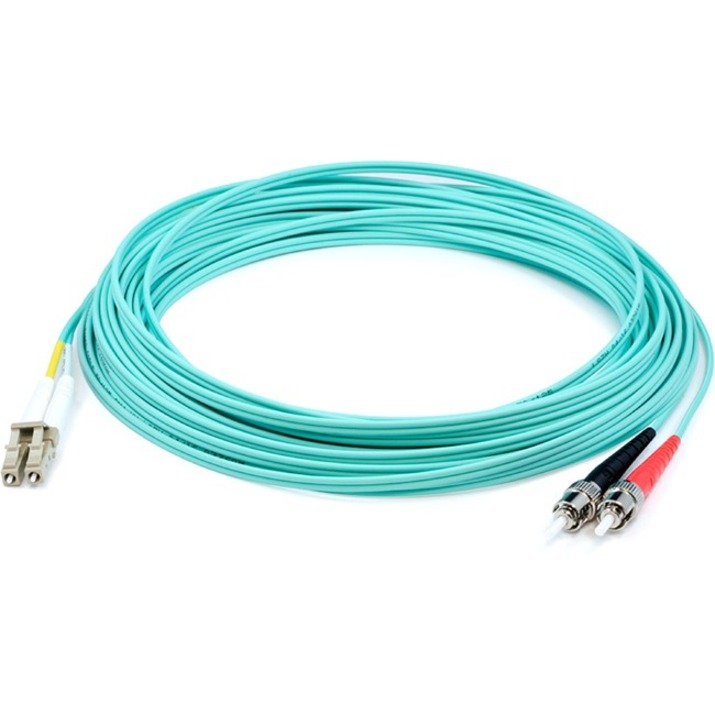12M ST TO LC AQUA OM4 DUPLEX OFNR (RISER-RATED) FIBER PATCH CABLE