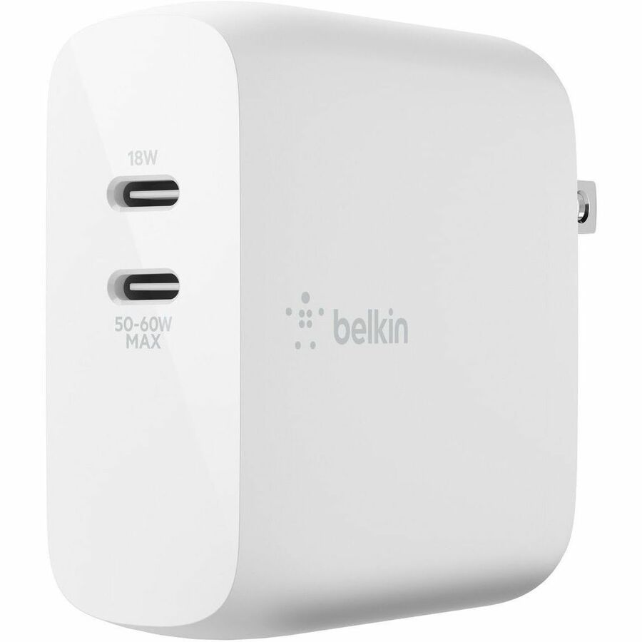 COMPACT 68W CHARGER WITH TWO USB-C PORTS AND POWER DELIVERY. INTELLIGENT POWER S