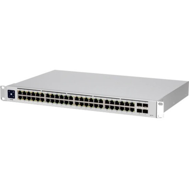 ommutateur Ethernet Ubiquiti UniFi USW-48-PoE - 48 ports - Gérable - 2 couches prises en charge - Modulaire - Budget PoE de 195 W - Paire torsadée, fibre optique - Ports PoE - 1U de hauteur - Montable en rack, de bureau - Garantie limitée d^un an