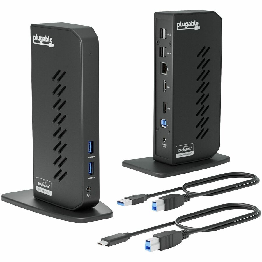 PLUGABLE USB 3.0 AND USB-C UNIVERSAL LAPTOP DOCKING STATION FOR WINDOWS AND MAC