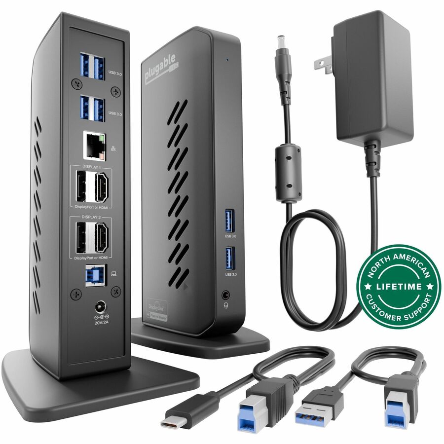 USB 3 & USB-C DUAL 4K DISPLAY DOCKING STATION WITH DP AND HDMI FOR WINDOWS & MAC
